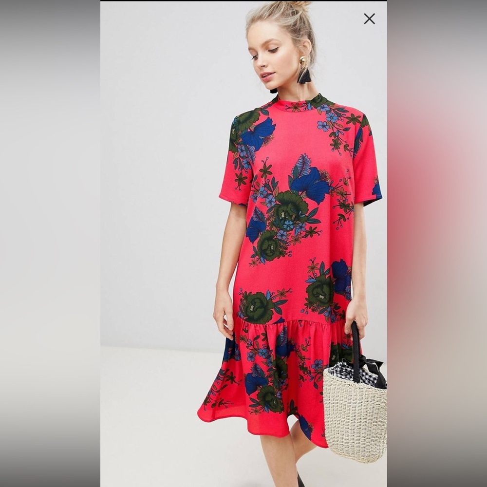Jdy high neck floral flowy dress size EU 36. Oversized fit